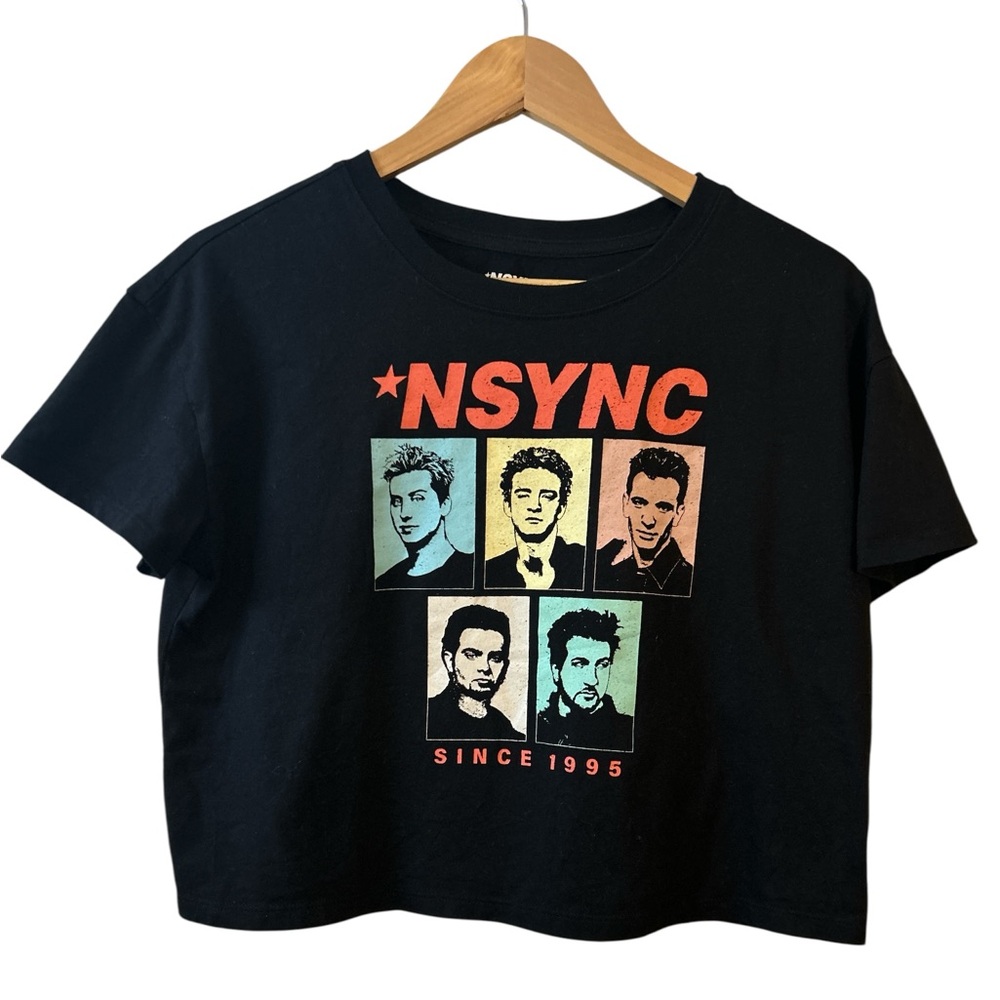 NSYNC 90s Y2K Nostalgia Black Crop Top Women’s Medium 60% Cotton 40% Polyester